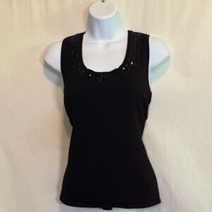 H-29 Notations‎ Black Sequin Detail Sleeveless Pullover Sweater Size L